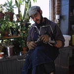 Dave Cole wears wrist supports when he knits with lead.